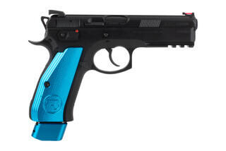 CZ-USA 75 SP-01 Competition 9mm Pistol - Blue Aluminum Grips - Two 21 Round Magazines - 4.6"
